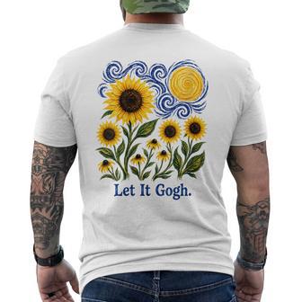 Women's Let It Gogh Artist Van Gogh Sunflowers Starry Night Men's T-shirt Back Print - Thegiftio UK