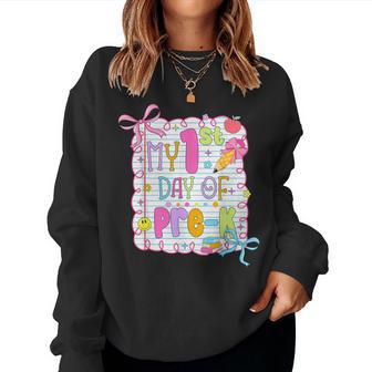 My 1St Day Of Pre-K Prek 2026 Back To School Kids Girls Bow Women Sweatshirt - Thegiftio UK