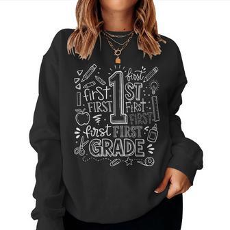 1St Grade For Boys Back To School First Day Of First Grade Women Sweatshirt - Thegiftio UK