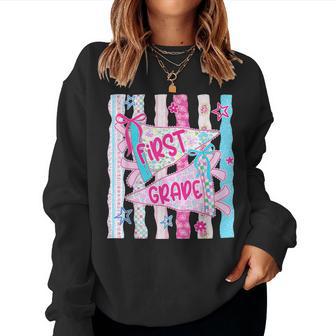 1St Grade Girls Back To School First Grade Teachers Kids Women Sweatshirt - Thegiftio UK
