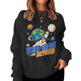 3Rd Grade Boys First Day Of Third Grade Back To School Moon Women Sweatshirt - Thegiftio UK