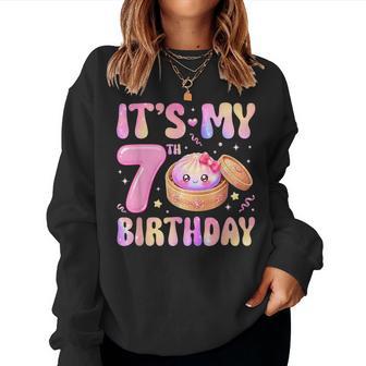 7Th Birthday Girl Rainbow Dumpling Kawaii Anime 7 Year Old Women Sweatshirt - Thegiftio UK
