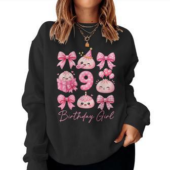 9Th Birthday Girl Kawaii Dumpling Coquette Bow 9 Year Old Women Sweatshirt | Seseable UK