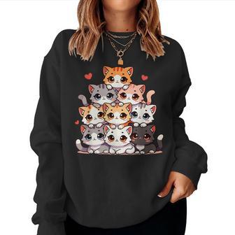 Adorables Chats Et Chatons Amoureux Des Chats Pour Filles Anime Kawaii Chat Sweat-shirt pour femme - Cadeauxyz