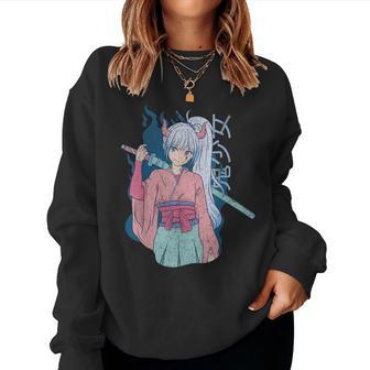 Anime Girl Katana Manga Japón Lindo Kawaii Waifu Retro Sudadera Mujer - Regaloses