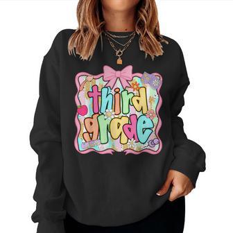 Back To School 3Rd Grade Third Grade Preppy Teacher Girl Women Sweatshirt - Thegiftio UK