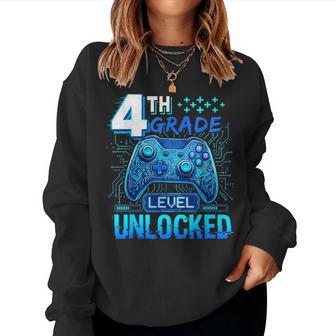 Back To School 4Th Grade First Day Level Unlocked Gamer Boys Women Sweatshirt - Thegiftio UK