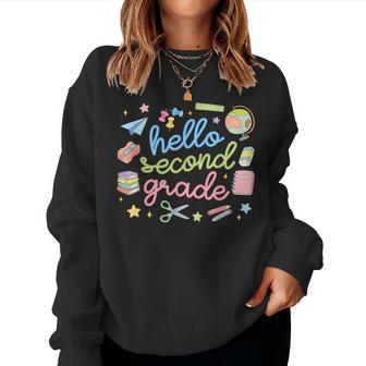 Back To School First Day Hello Second 2Nd Grade Teacher Girl Women Sweatshirt - Thegiftio UK