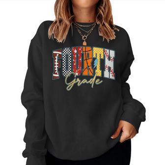 Back To School Football Baseball Basketball Fourth Grade Women Sweatshirt - Thegiftio UK