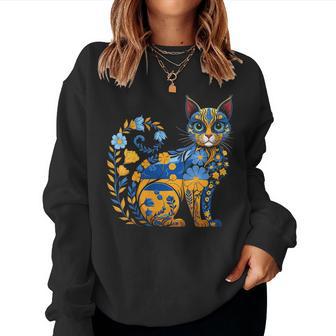 Bandera Ucraniana De Ucrania Diseño Floral Estiloyshyvanka Cuello Sudadera Mujer - Regaloses
