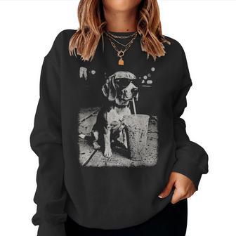Beagle Drinking Iced Coffee Animal Dog Meme Humor Women Sweatshirt | Seseable UK