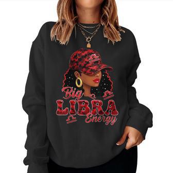 Big Libra Energy Afro Girl Wearing Red Cap Libra Zodiac Sign Women Sweatshirt - Thegiftio UK