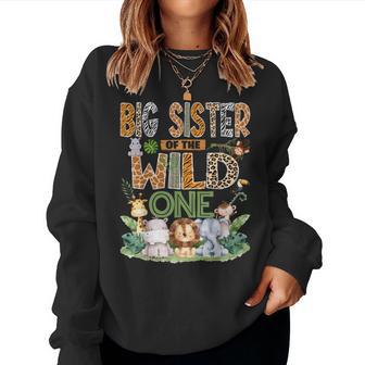 Big Sister Of The Wild One Safari Jungle 1St Birthday Boy Women Sweatshirt - Thegiftio UK