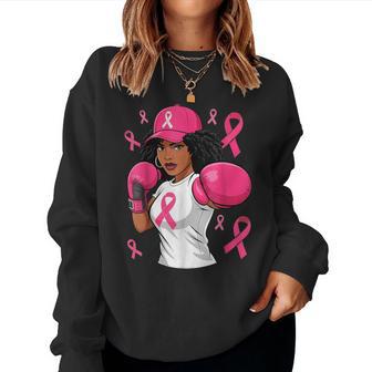 Black African American Breast Cancer Afro Pink Ribbon Women Sweatshirt - Thegiftio UK