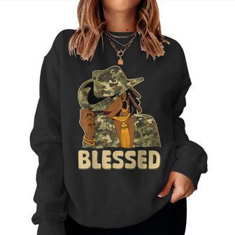 Blessed Black Cowgirl Western African Camo Christian Woman Women Sweatshirt - Thegiftio UK