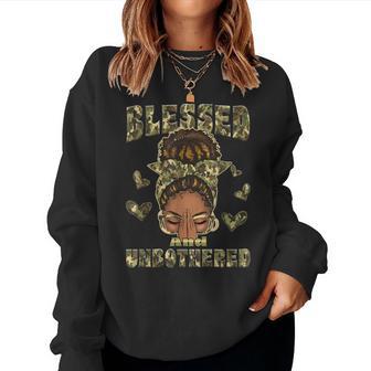 Blessed Unbothered Black Woman Afro African Christian Camo Women Sweatshirt - Thegiftio UK