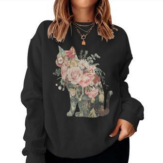 Boho Chat Plantes S Filles Hommes Fleurs Manche Longue Sweat-shirt pour femme - Cadeauxyz