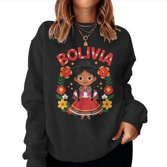 Bolivia Bolivian Girl Traditional Dress Flowers Heritage Women Sweatshirt - Thegiftio UK
