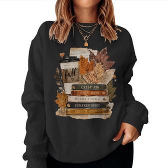 All Booked For Fall Books Coffee Cozy Autumn Reading Women Women Sweatshirt - Thegiftio UK