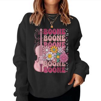Boone Music Lovers Retro Vibes Groovy Flower First Name Women Sweatshirt - Thegiftio UK