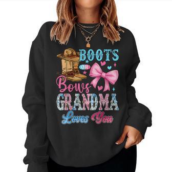 Boots Or Bows Grandma Loves You Gender Reveal Family Women Sweatshirt - Thegiftio UK