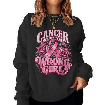 Breast Cancer Picked The Wrong Girl Fighter Women Sweatshirt - Thegiftio UK