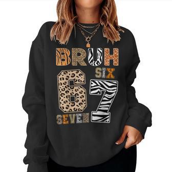 Bruh Six Seven 67 Meme Wild Animal Print Kids Boys Girls Women Sweatshirt - Thegiftio UK