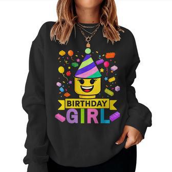 Building Bricks Girl Birthday Party Hat Master Builder Block Women Sweatshirt - Thegiftio UK