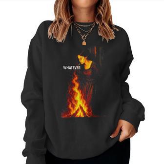 Burning Smoking Witch Pyre Halloween Dark Humor Gothic Women Sweatshirt - Thegiftio UK