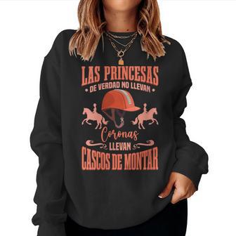 Caballo Las Princesas Llevan Cascos De Montar Cuello Sudadera Mujer - Regaloses