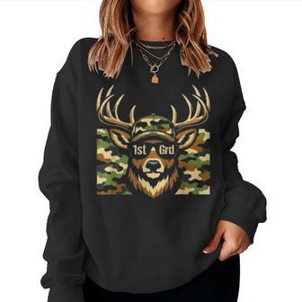 Camo Deer 1St Grade Boy Hello First Grade Students Teachers Women Sweatshirt - Thegiftio UK