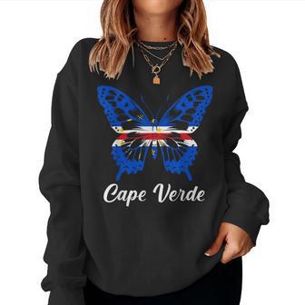 Cape Verde Flag Pride Butterfly Cape Verdean Girls Women Sweatshirt - Thegiftio UK