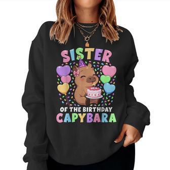 Capybara Birthday Family Sister Of The Birthday Capybara Women Sweatshirt - Thegiftio UK