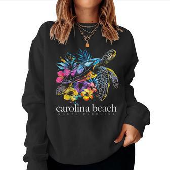 Carolina Beach North Carolina Sea Turtle Surfer Souvenir Women Sweatshirt - Thegiftio UK