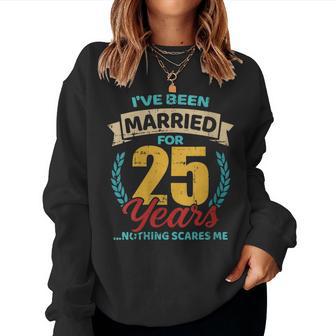 Casados Durante 25 Años 25 Aniversario De Boda Cuello Sudadera Mujer - Regaloses