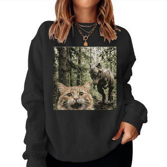Cat Dinosaur Trex Selfie Meme Boys Kids Women Women Sweatshirt - Thegiftio UK