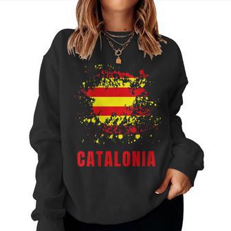 Catalogne Retrointage Aquarelleport Catalan Drapeau Catalan Sweat-shirt pour femme - Cadeauxyz