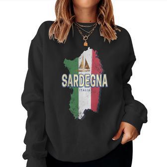 Cerdeña Italia Retro Región Mapaintageouvenir Cuello Sudadera Mujer - Regaloses