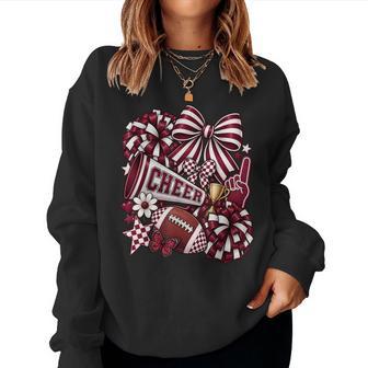Cheer Football Mom Coquette Bow Cheerleader Game Touchdown Women Sweatshirt - Thegiftio UK