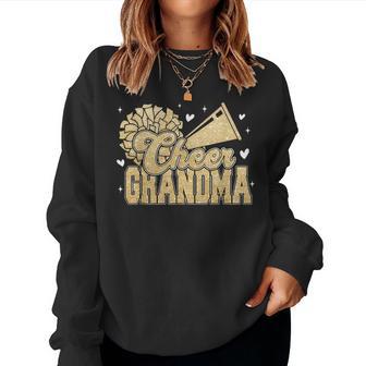 Cheer Grandma Biggest Fan Cheerleader Yellow Gold Pom Pom Women Sweatshirt - Thegiftio UK