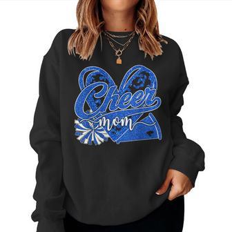 Cheer Mom Blue Megaphone Pom Pom Heart Cheerleader Spirit Women Sweatshirt - Thegiftio UK