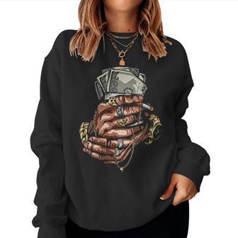 Chemise Bling-Bling Chaînes Bling Costume Bijouxintage Rap Rock Sweat-shirt pour femme - Cadeauxyz