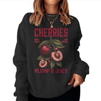 Cherry Fruit Vintage Label Botanical Plump Juicy Women Sweatshirt - Thegiftio UK
