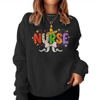 Cinco De Mayo Nurse Coquette Bow Fiesta Mexican Nursing Women Sweatshirt - Thegiftio UK