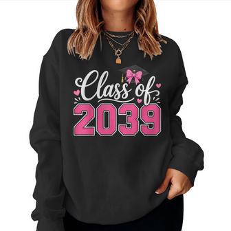 Class Of 2039 Grow With Me Graduation Pink Coquette Bow Girl Women Sweatshirt - Thegiftio UK