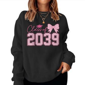 Class Of 2039 Grow With Me Graduation Pink Coquette Bow Girl Women Sweatshirt - Thegiftio UK