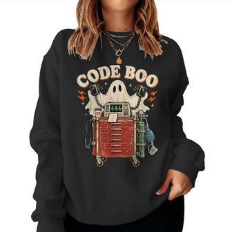 Code Boo Medical Halloween Icu Nurse Boo Crew Women Sweatshirt - Thegiftio UK