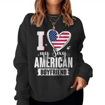 Cœur Avec Drapeau Américain I Love Myexy Boyfriend Sweat-shirt pour femme - Cadeauxyz