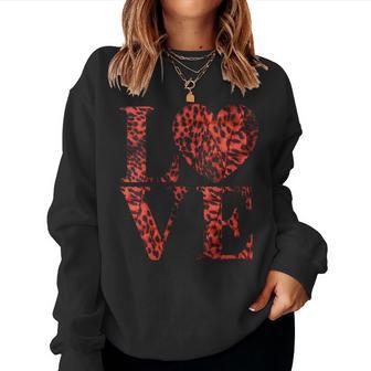Cœur Imprimé Léopard Rouge Sweat-shirt pour femme - Cadeauxyz