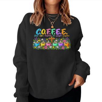 COFFEE Christian Coffee Faith Cross Women Sweatshirt | Seseable UK